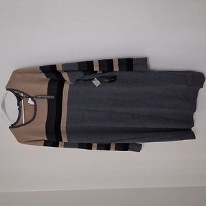 Willi Smith Black, Gray, and Tan Long Sleeve Dress